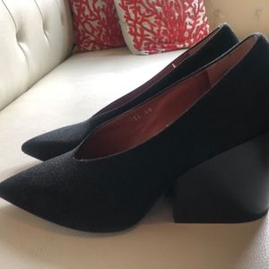 ACNE Studios Suede Black Pumps with Block Heels